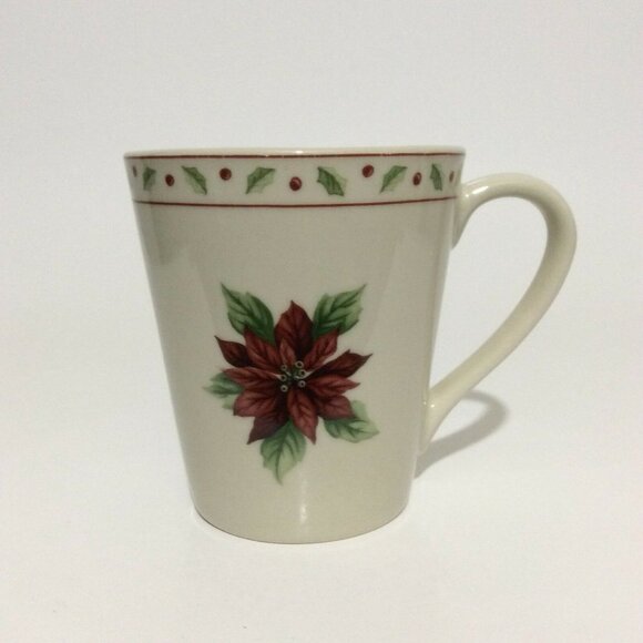 CHRISTMAS merry brite coffee mug cup poinsettia - Picture 10 of 12
